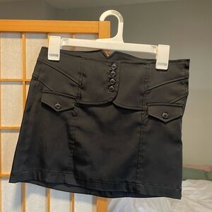 Guess Black Button-Front Mini Skirt